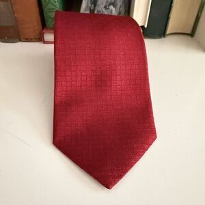 Brooks Brothers Red Silk Tie Grid Check Made in USA Classic Necktie 59 X 3.75”